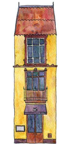 Watercolor drawing house — Stock Photo, Image