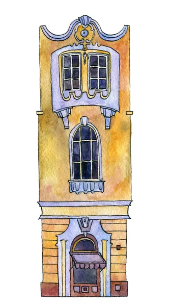 Watercolor drawing house — Stock Photo, Image