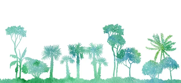 Acuarela paisaje con palmeras — Foto de Stock