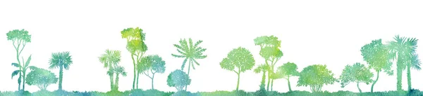 Акварельный пейзаж с пальмами — стоковое фото