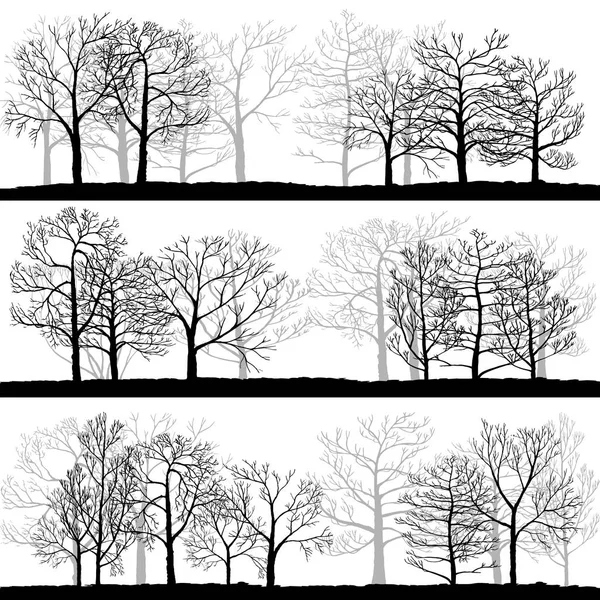 Paisajes vectoriales con árboles de invierno — Vector de stock