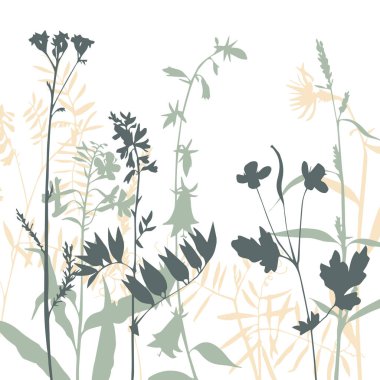 çiçek ve çim Vector silhouettes