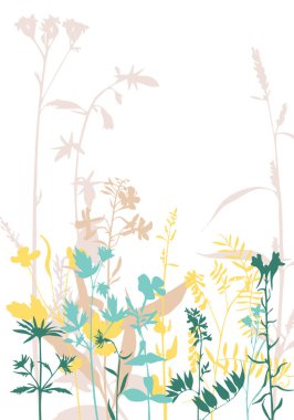 çiçek ve çim Vector silhouettes