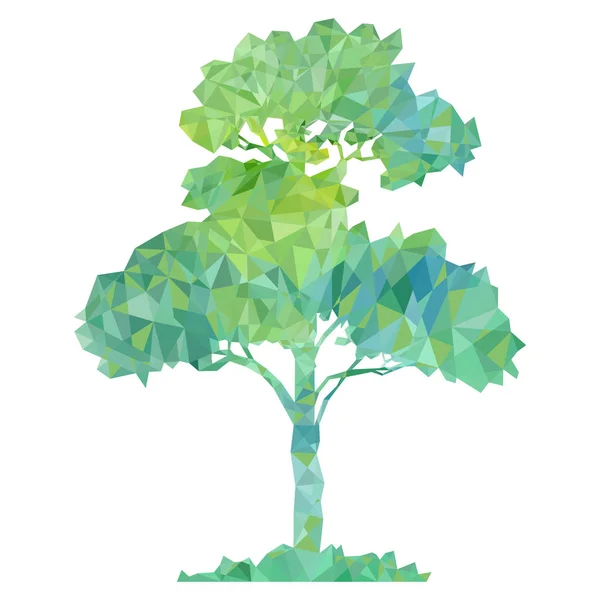緑の木のベクトル多角形のシルエット — ストックベクタ