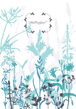 çiçek ve çim Vector silhouettes