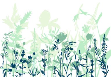 çiçek ve çim Vector silhouettes