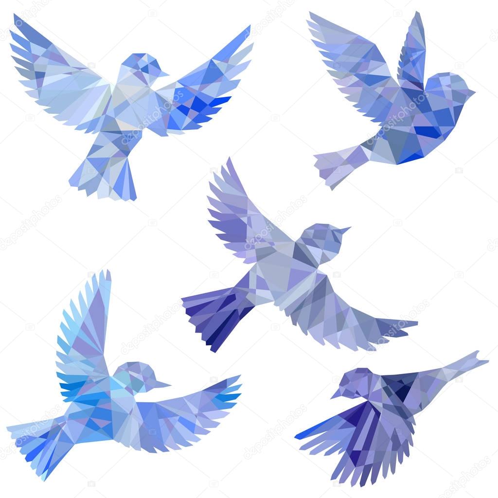 vector set of flying birds silhouettes