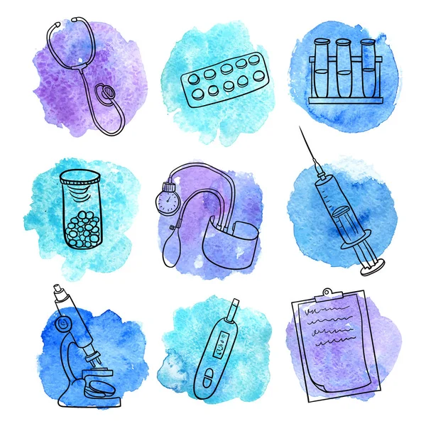 Doodle set of medical equipment — Stock Vector