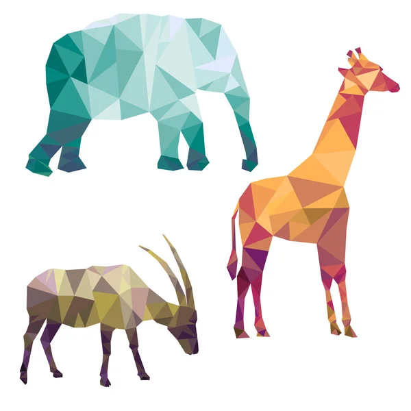 Polygonal silhouettes of african animals — Stock Vector