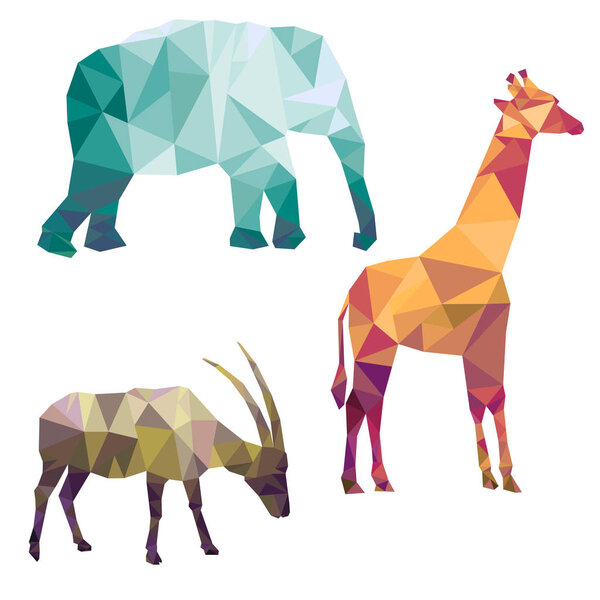 polygonal silhouettes of african animals