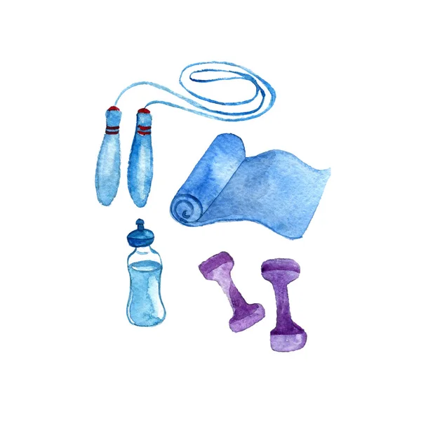 Aquarel sport doodle set — Stockfoto