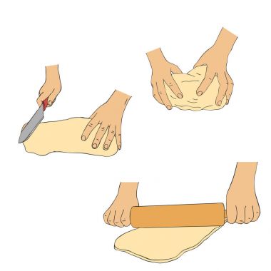 hands knead dough clipart