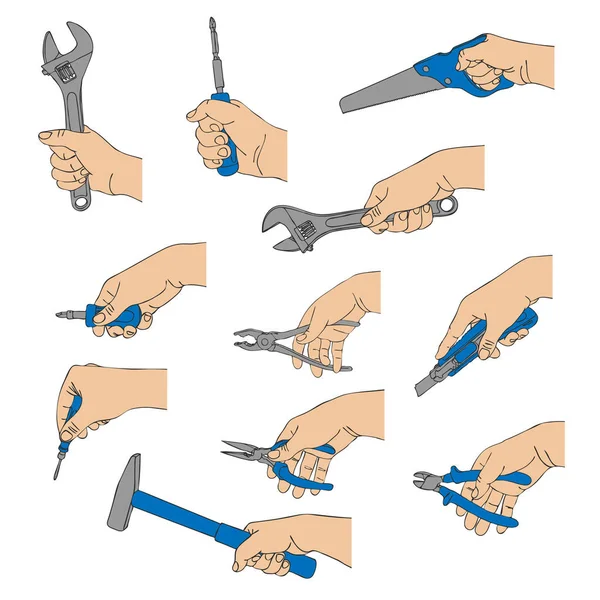 Mains vectorielles avec différents instruments — Image vectorielle