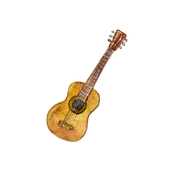 Watercolor drawing guitar — Stock Photo, Image