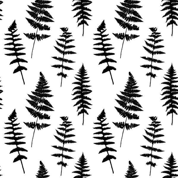 Seamless pattern with fern leaves silhouettes — Stock Vector