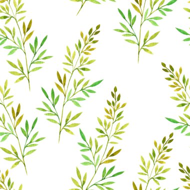 suluboya doodle ince dallarla yapraklarla desenle seamess