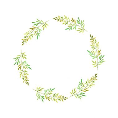 suluboya doodle ince dallarla yapraklarla çerçeveli