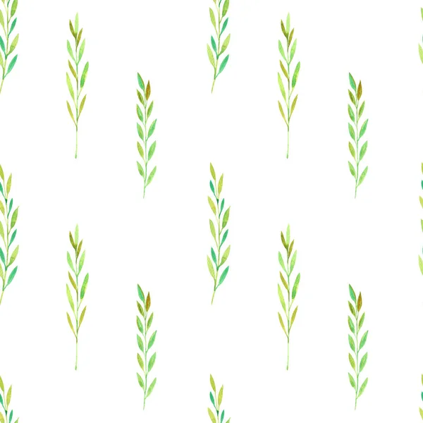 Бесшовный узор с акварелью каракули веточки с листьями — стоковое фото
