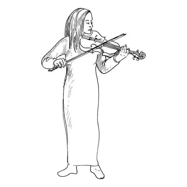 若い女の子がバイオリンを弾いてヴァイオリニスト — ストックベクタ