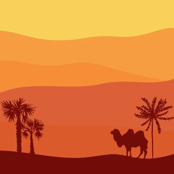 Paysage vectoriel avec chameau — Image vectorielle