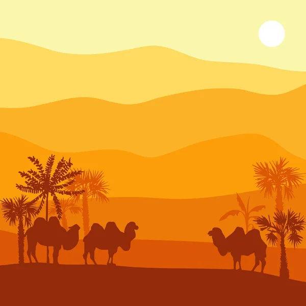 Vector landskap med kamel — Stock vektor