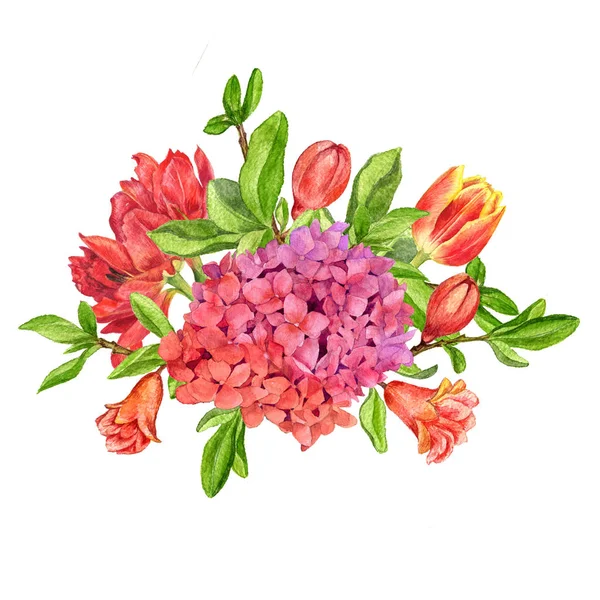 Coposição de flores aquarela — Fotografia de Stock