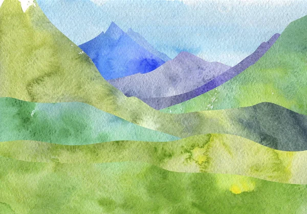 Watercolor mountain landscape — Stock Photo, Image