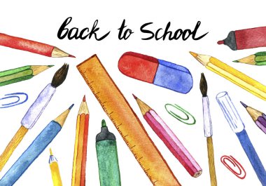 arka plan ile suluboya okul Kırtasiye