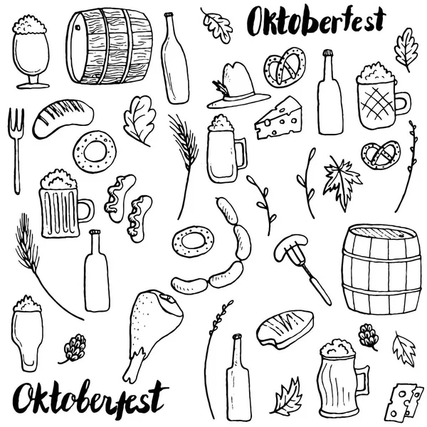 Oktoberfest doodle ayarla — Stok Vektör