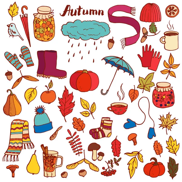 Set de garabatos de otoño — Vector de stock