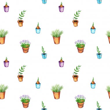 suluboya Bahçe doodle seamless modeli