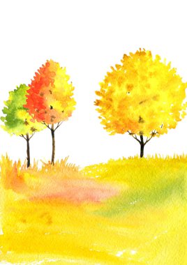 suluboya sonbahar yatay, ağaçlar