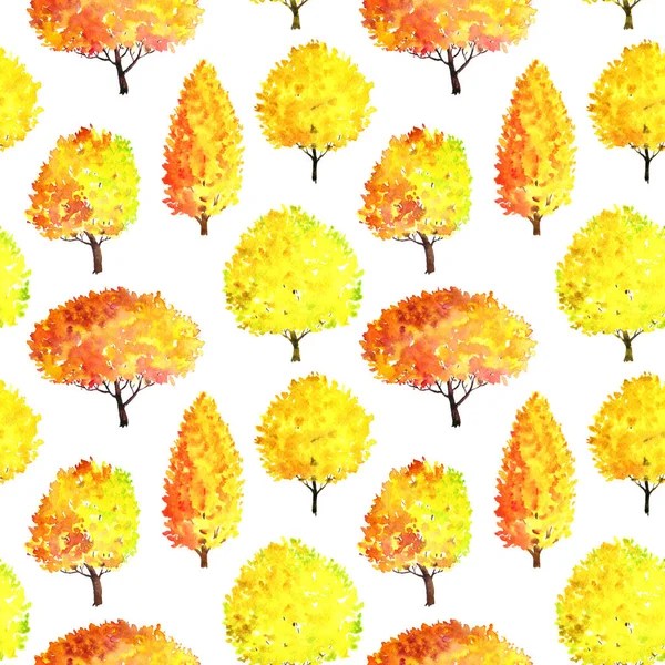 Bezproblémový vzor s akvarelovými stromy — Stock fotografie