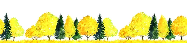Watercolor landscape with trees — Stock Photo, Image