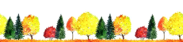 Paesaggio acquerello con alberi — Foto Stock