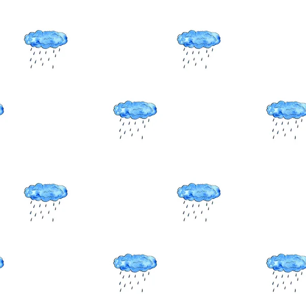 Autumn doodle seamless pattern with clouds and rain — Stock Photo, Image