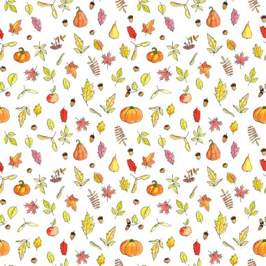 sonbahar doodle seamless modeli