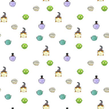 Cadılar Bayramı doodle seamless modeli