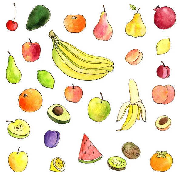 Acquerello disegno frutta — Foto Stock