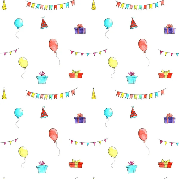 birthday party doodle seamless pattern