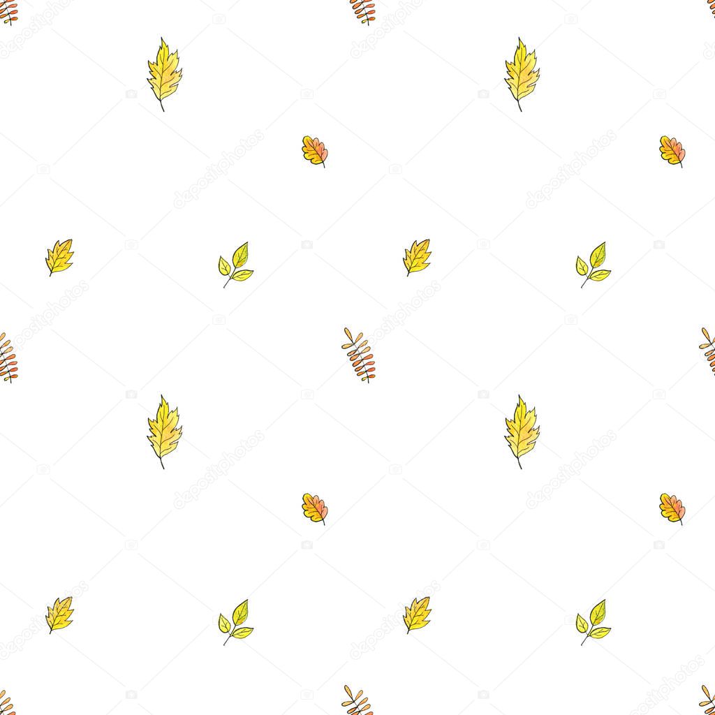 autumn doodle seamless pattern