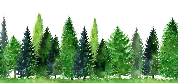 Paisagem aquarela com árvores — Fotografia de Stock
