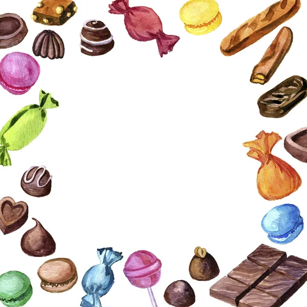 Watercolor chocolate candies — Stock Photo, Image