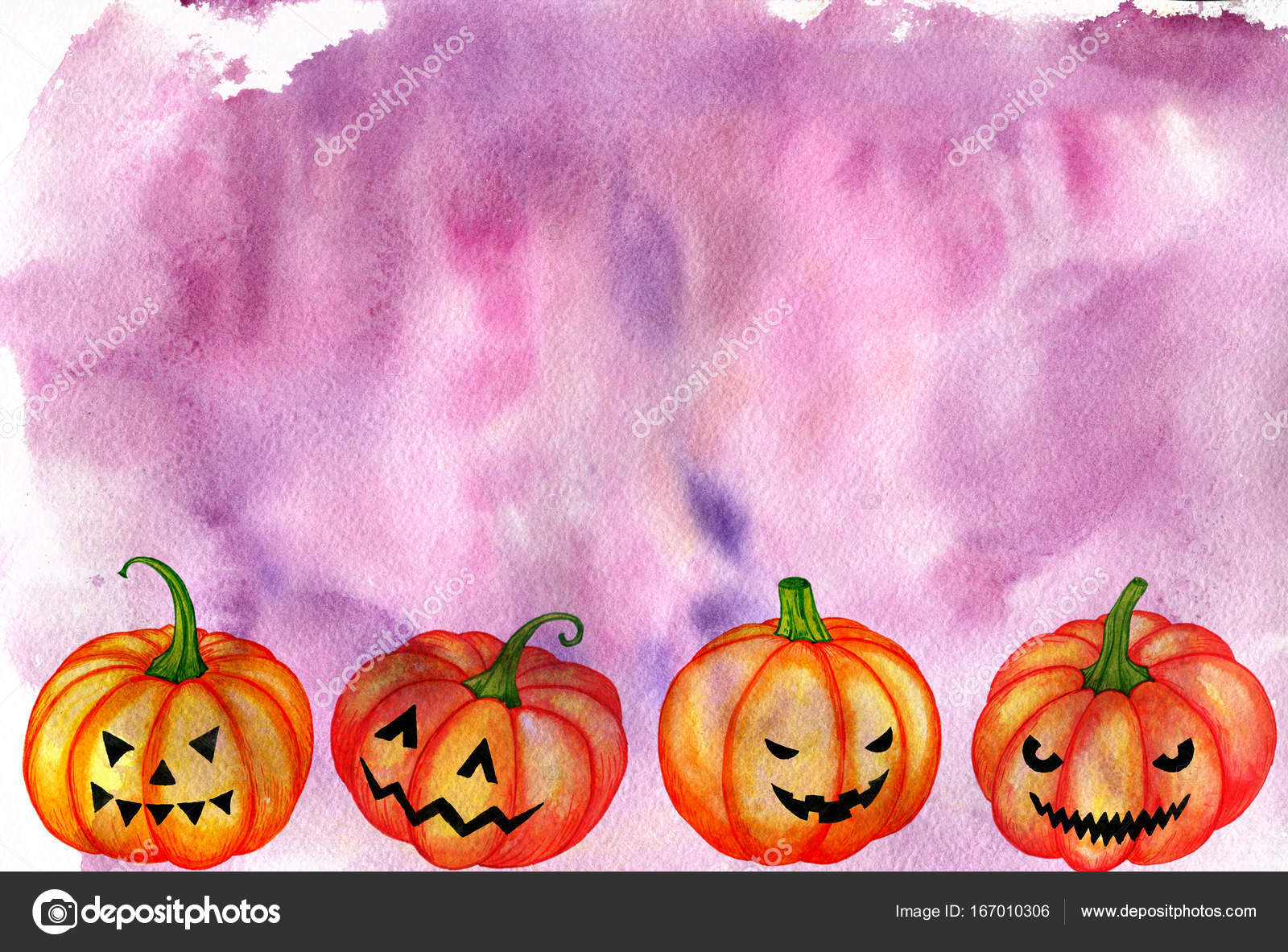 Download Watercolor Halloween Pumpkins Stock Photo Image By C Cat Arch Angel 167010306