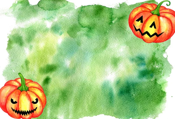Abóboras de Halloween de aquarela — Fotografia de Stock