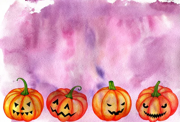 Abóboras de Halloween de aquarela — Fotografia de Stock