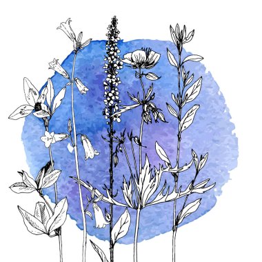 Arka plan bitki ve çiçek çizim ile