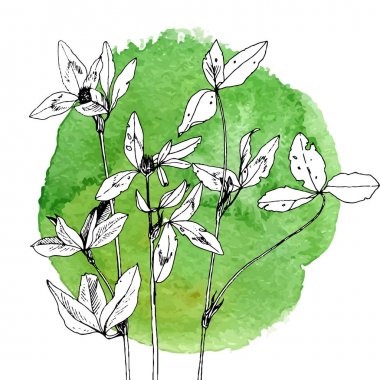 Arka plan bitki ve çiçek çizim ile