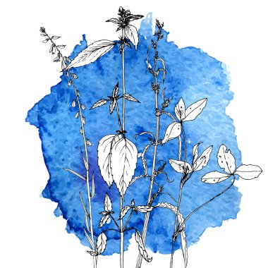 Arka plan bitki ve çiçek çizim ile