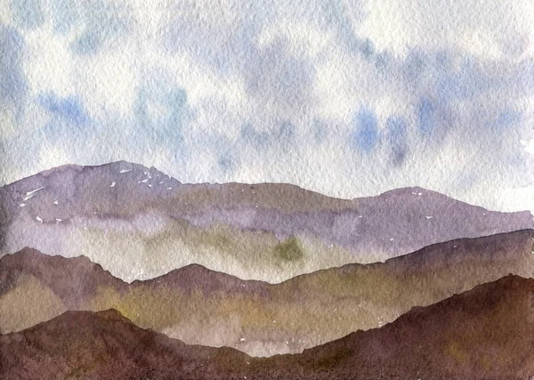 Akvarell hegyvidéki táj — Stock Fotó